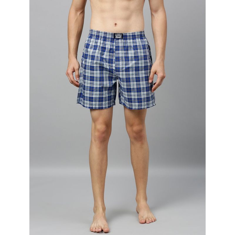 Levi's Men Regular Fit Checkered Boxer Shorts Blue (S)