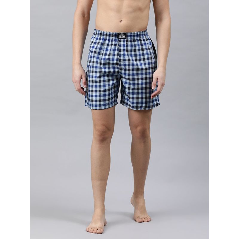 Levi's Men Regular Fit Checkered Boxer Shorts Blue (XL)