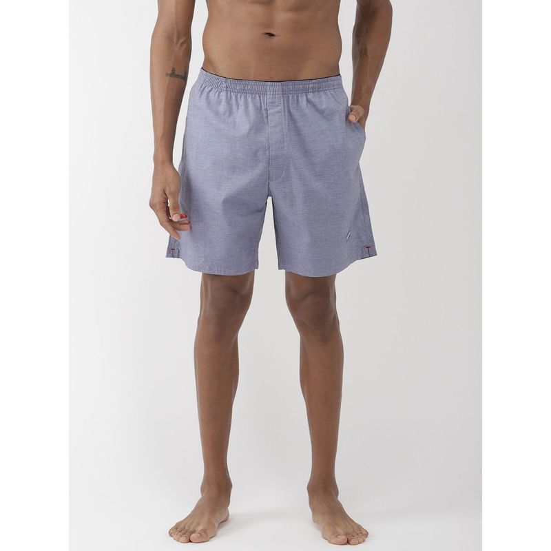 Levi's Men Soft Cotton 300 Ls Solid Plain Woven Boxer Shorts With Pockets Blue (S)