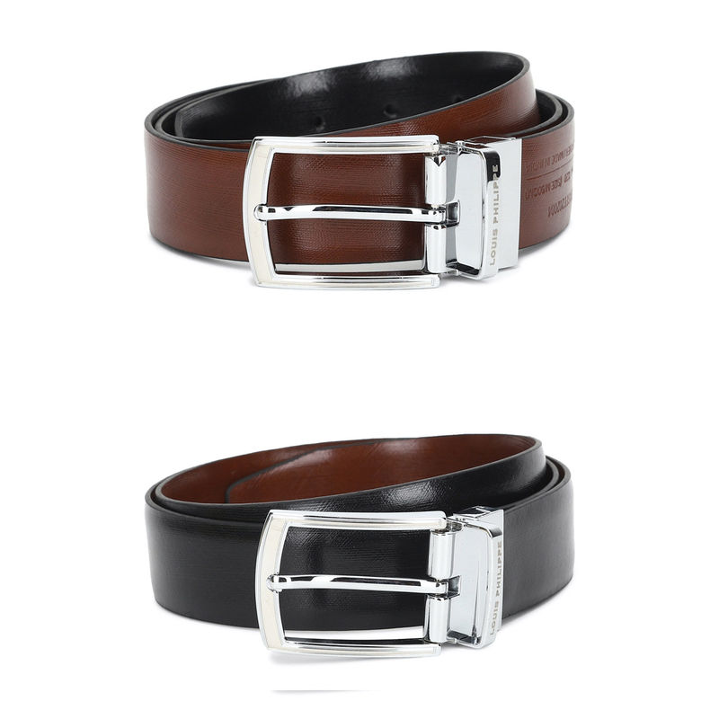 Louis Philippe Black Reversible Belt (L)