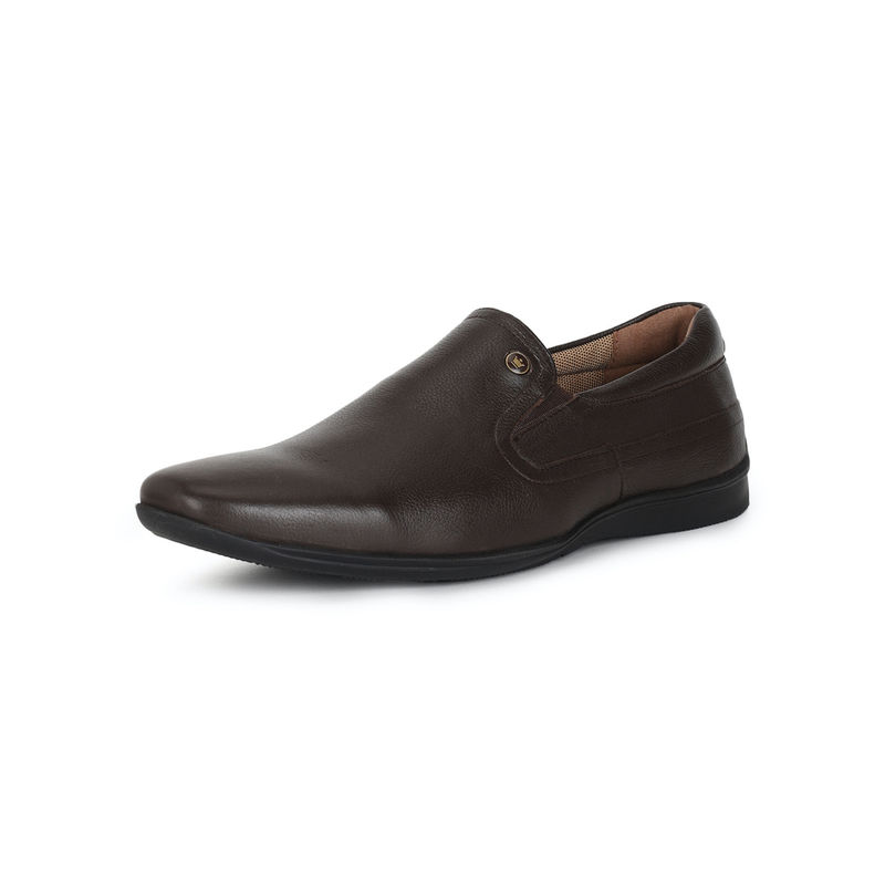 Louis Philippe Textured Brown Slip Ons (UK 7)