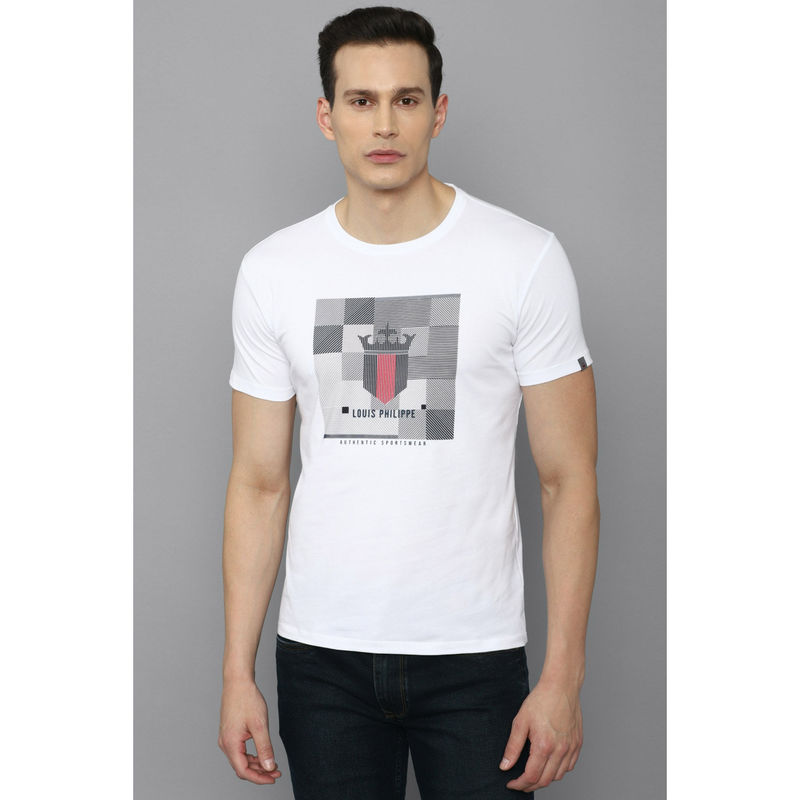 Louis Philippe Men's Crew Neck Block Print T-Shirt (2XL)