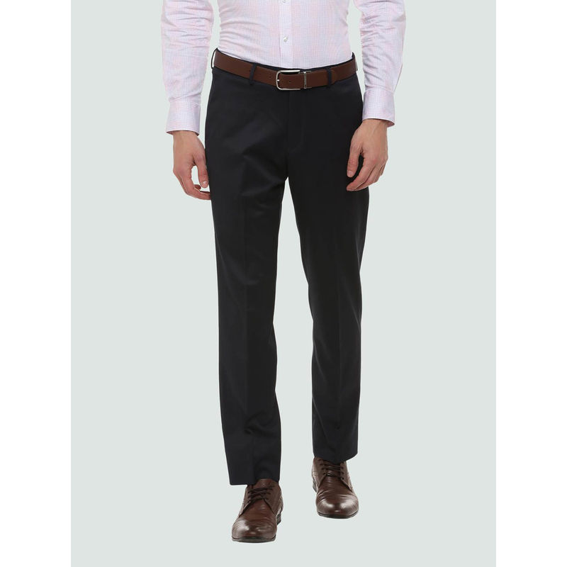 Louis Philippe Permapress Black Solid Formal Trouser (36)