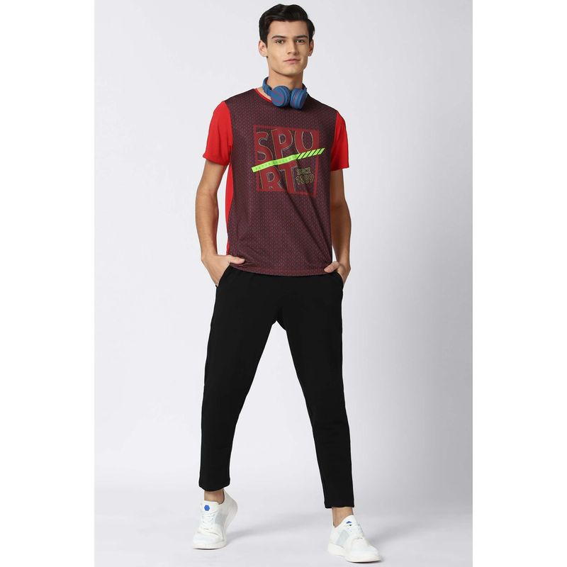 Peter England Men Red Crew Neck T Shirt (S)