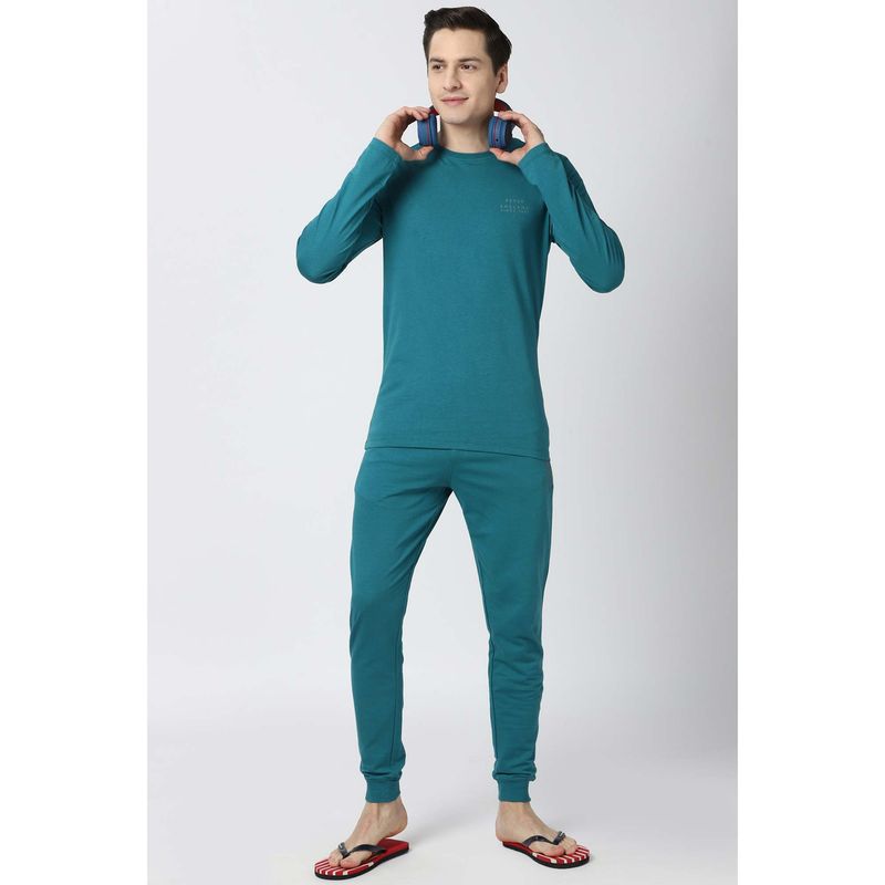 Peter England Men Blue T Shirt and Joggers (Set of 2) (M)