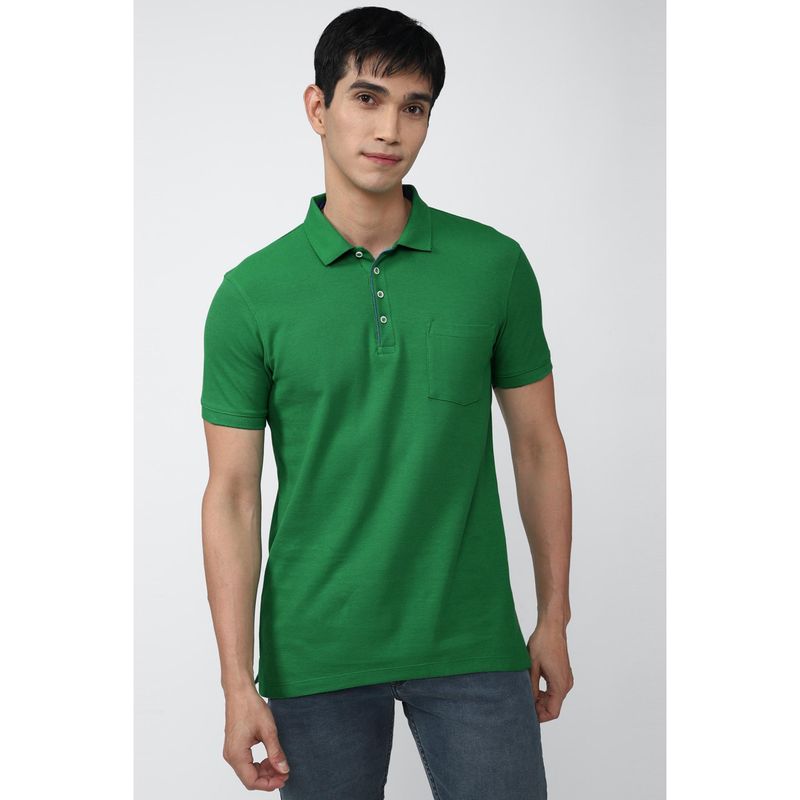 Peter England Men Green Polo T Shirt (M)