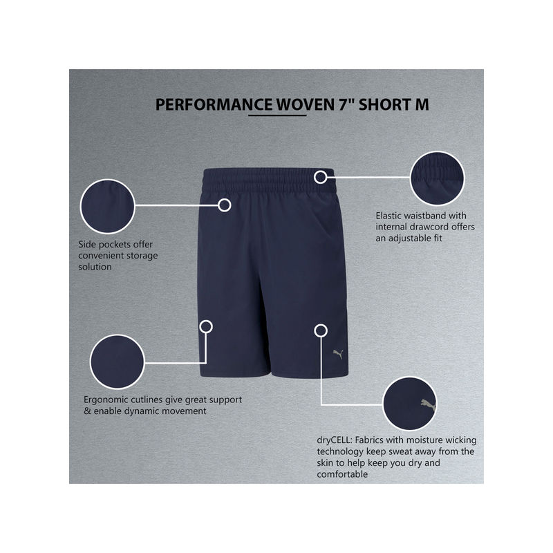 Puma PERFORMANCE WOVEN 7 M Mens Navy Blue Shorts (XS)