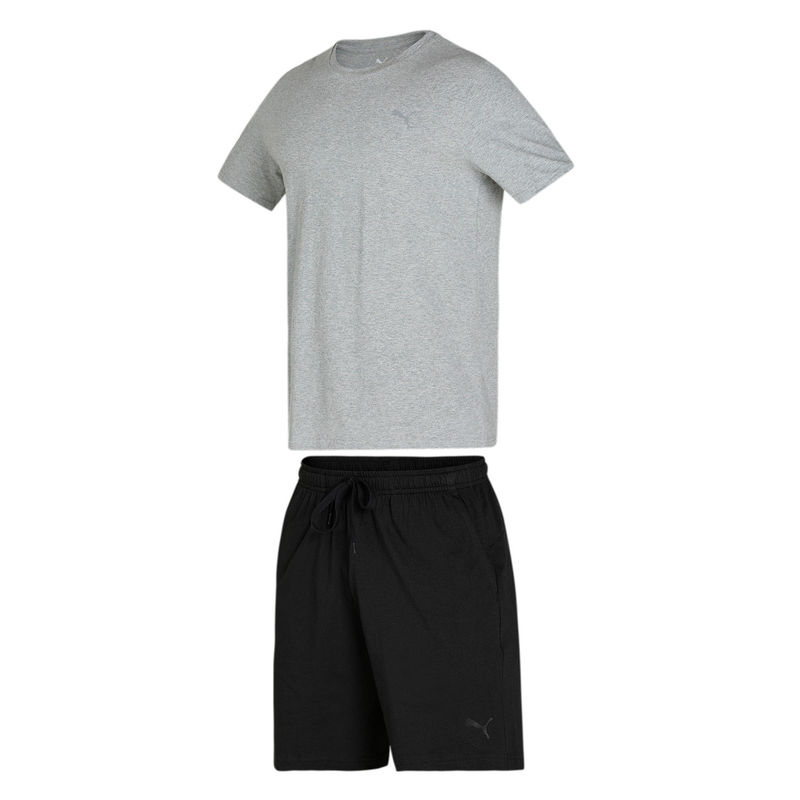 Puma Basic Tee+Shorts set Men Gray Set (M)
