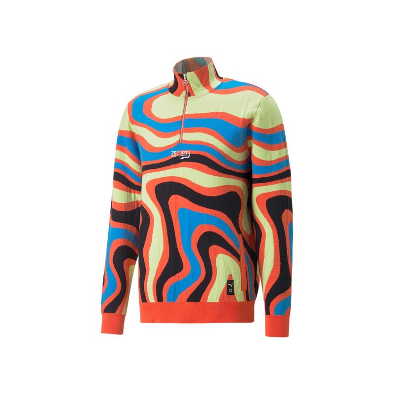 Puma Lava Knit Pullover Men Orange Sweatshirt (S)