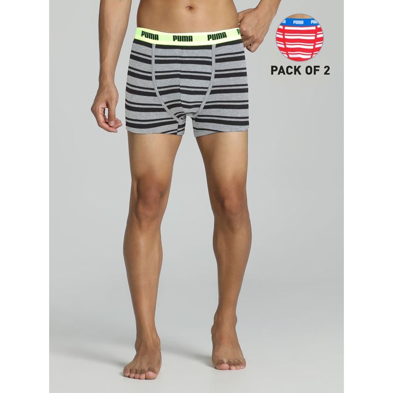 Puma Stretch Waistband Mens Multicolor Trunks (Pack of 2) (L)