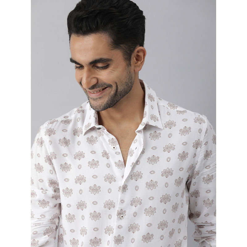 RARE RABBIT White Printed Shirt (3XL)