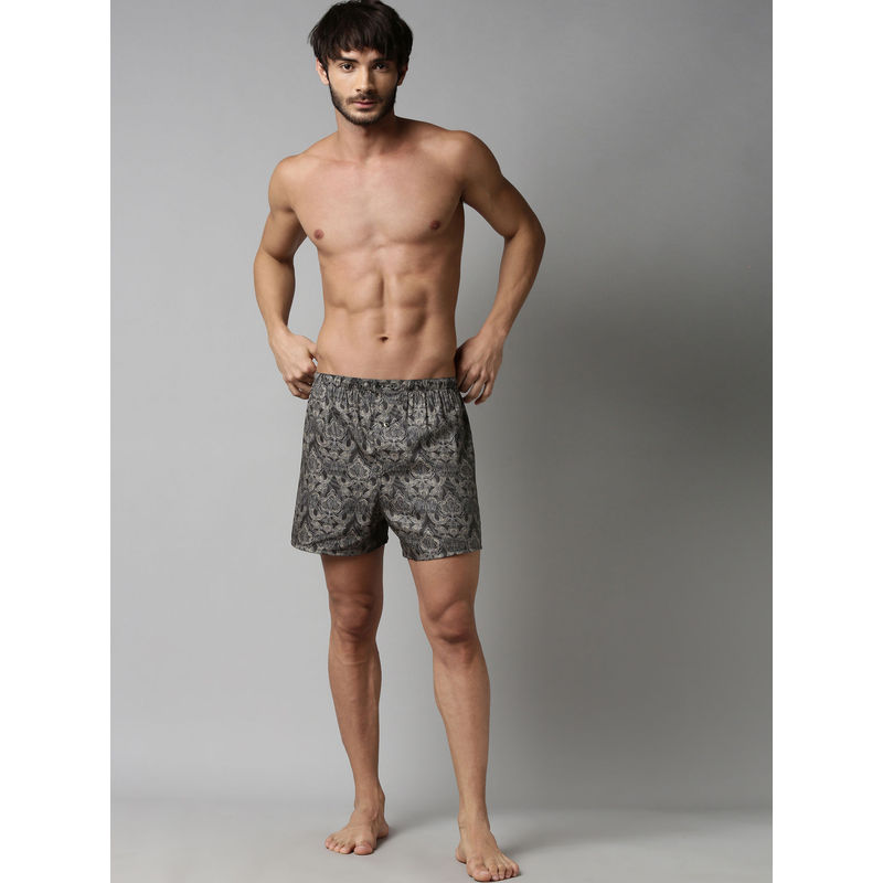 RARE RABBIT Grey Printed Shorts (2XL)