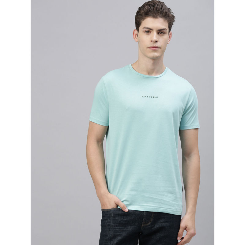 Rare Rabbit Blue Solid T-Shirt (2XL)