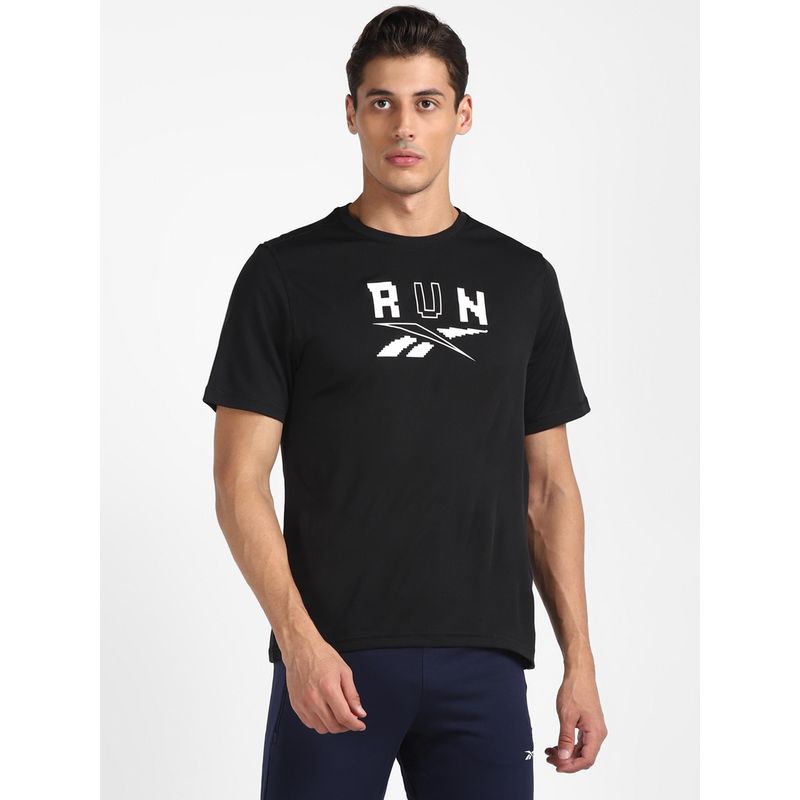 Reebok Re Ss Graphic Tee Black Running T-shirts (XS)
