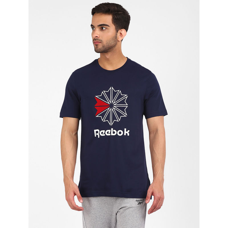Reebok Classics CL STARCREST TEE Navy Blue Casual T-Shirt (S)