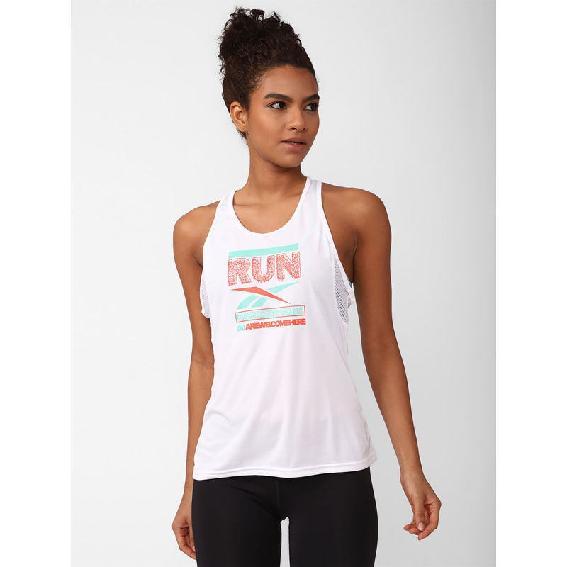 Reebok Run Graphic Tank White Running Tank (XS)
