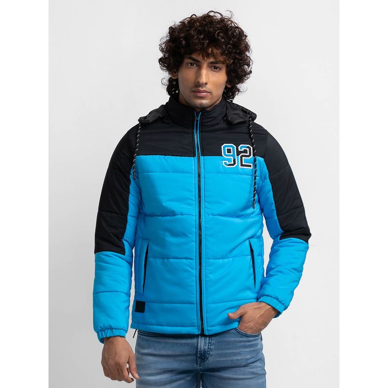 Spykar Aqua Blue Polyester Full Sleeve Casual Jacket for Men (2XL)