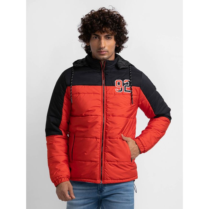 Spykar Flame Orange Polyester Full Sleeve Casual Jacket for Men (2XL)