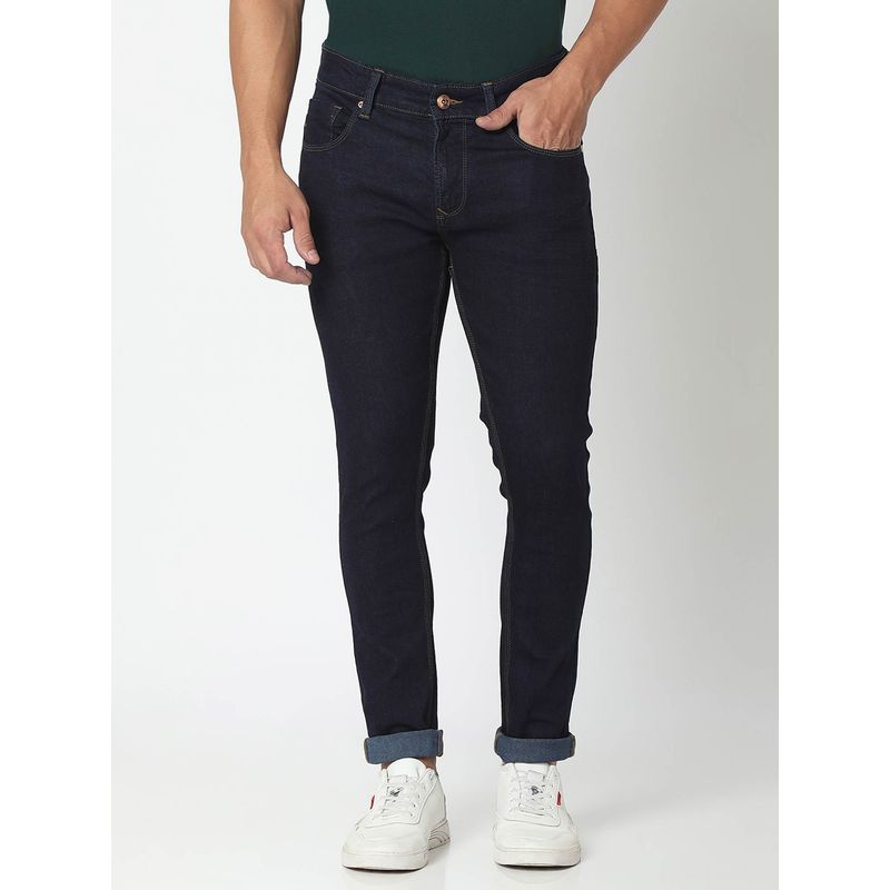 Spykar Raw Blue Cotton Slim Fit Tapered Length Jeans for Men (Kano) (30)