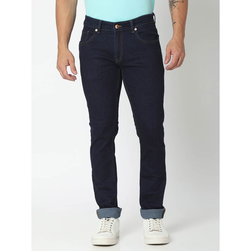 Spykar Raw Blue Cotton Regular Fit Narrow Length Jeans for Men (Rover) (36)