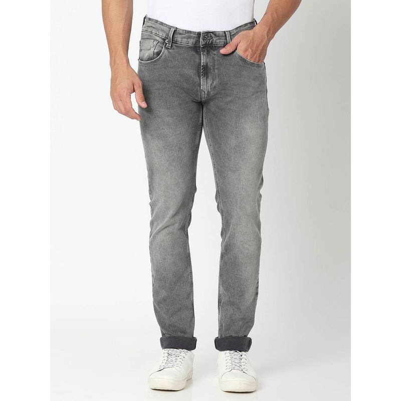 Spykar Mid Grey Cotton Regular Fit Narrow Length Jeans for Men (Rover) (36)