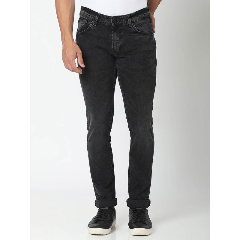 Spykar Charcoal Black Cotton Slim Fit Narrow Length Jeans for Men (Skinny) (36)