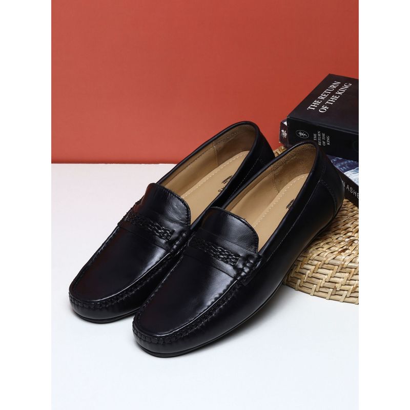Teakwood Mens Black Solid Geniune Leather Formal Loafer (EURO 44)