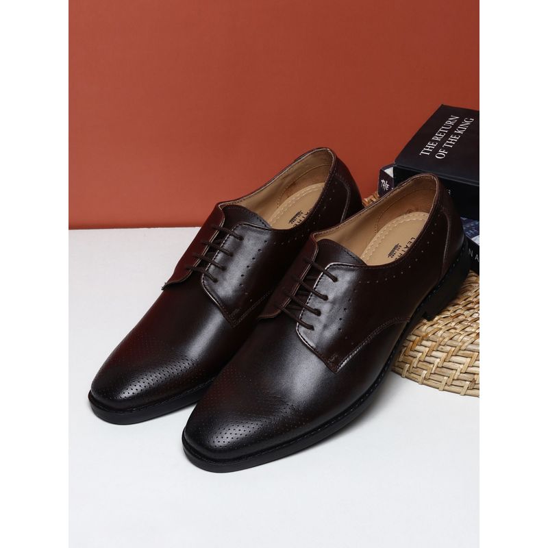 Teakwood Mens Brown Solid Geniune Leather Formal Derbys (EURO 42)