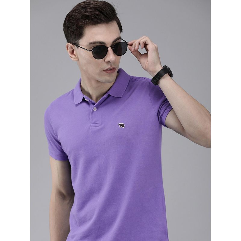 The Bear House Men's Purple Overdyed Slim Fit Polo (S)