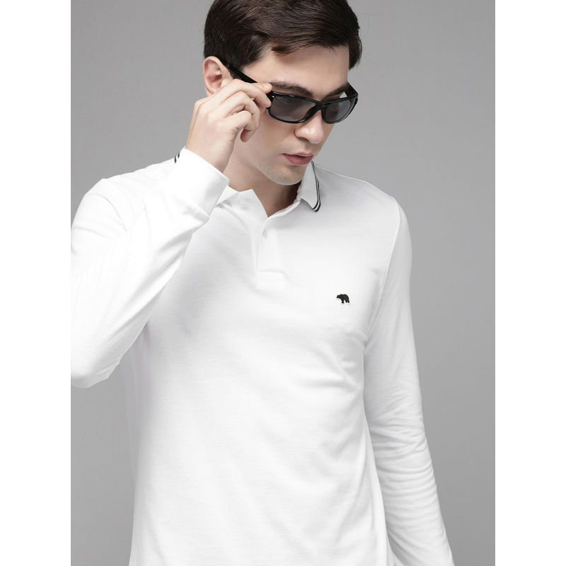 The Bear House Mens White Overdyed Polo (M)