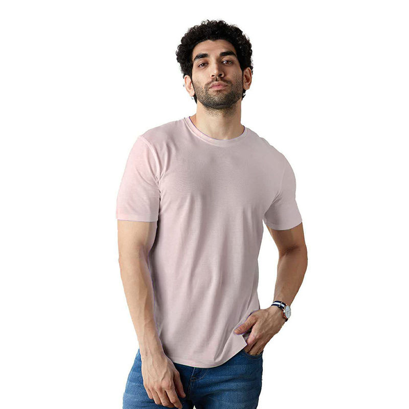 The Souled Store Men Supima Drop Cut Nude Pink Supima Drop Cut T-Shirts (2XL)