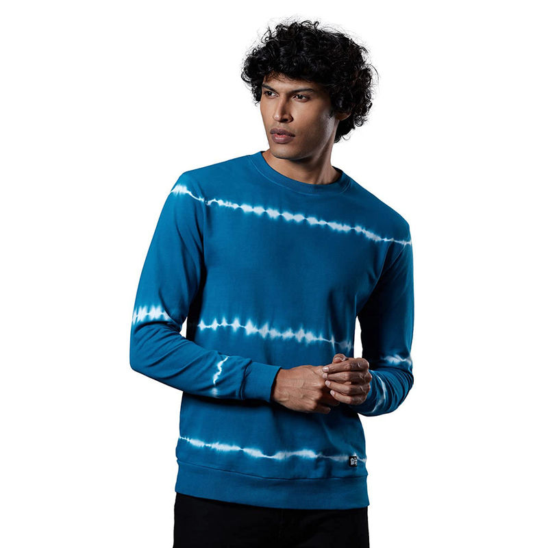 The Souled Store Men Tie Dye Navy Waves Navy Blue Sweatshirts (M)