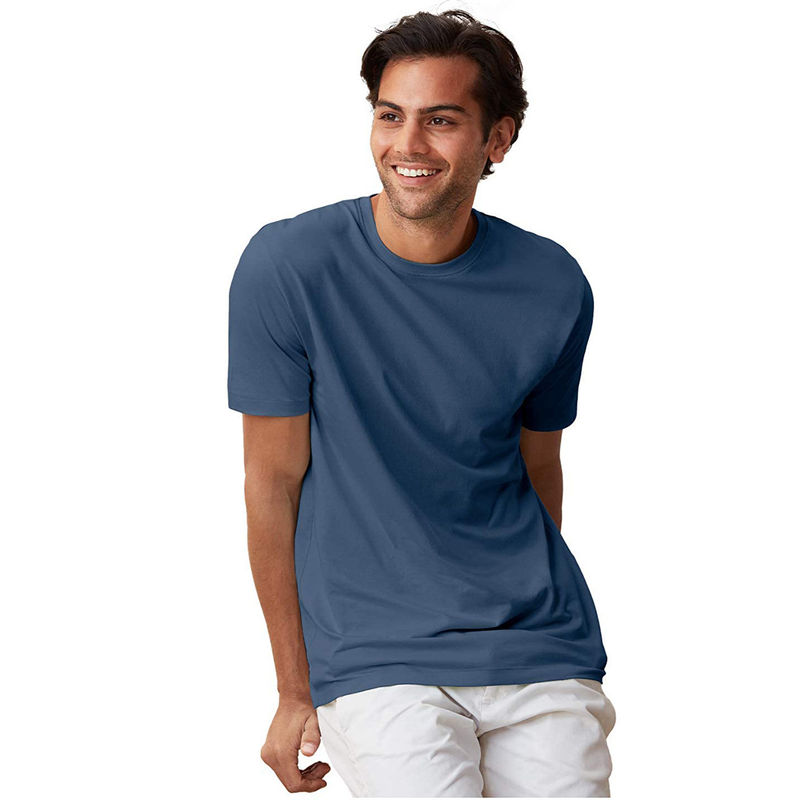 The Souled Store Men Supima Cotton Half Sleeve Denim Blue Supima T-Shirts (XXS)