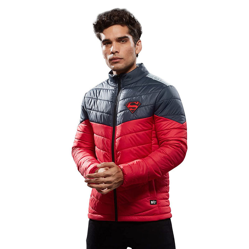 The Souled Store Men Official Superman Logo Red Men Puffer Jackets (S)