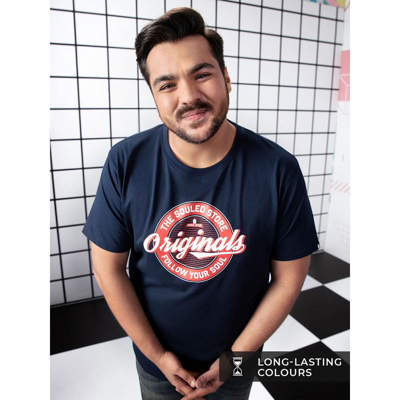 The Souled Store Men Supima TSS Originals Navy Blue Supima T-Shirts (S)