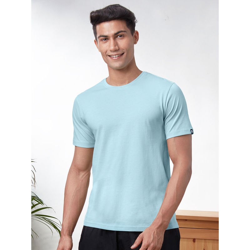 The Souled Store Solids Sky Blue T-shirt For Mens (M)