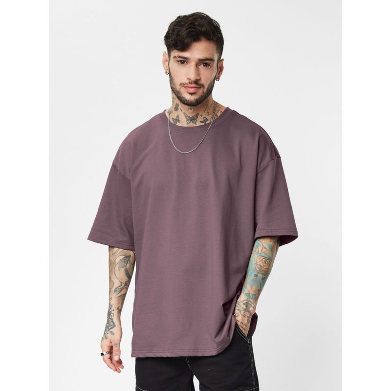 The Souled Store Original Solids Oversized: Mauve Men Oversized T-Shirts (S)