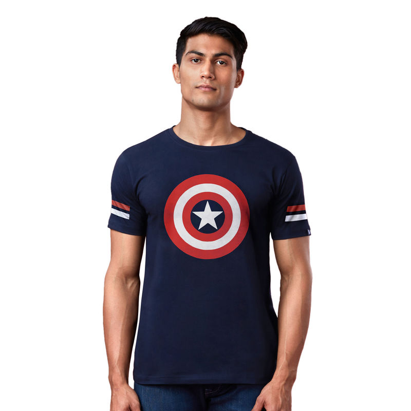 The Souled Store Official Captain America Shield T-shirt For Mens (XS)