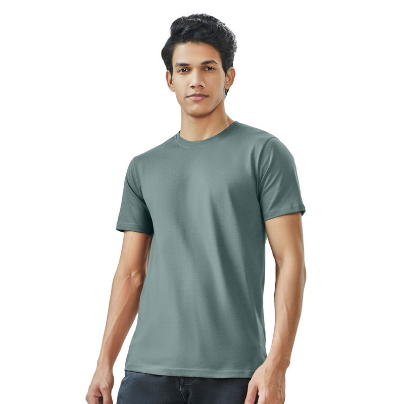 The Souled Store Solids Sage Green T-Shirts For Men (S)