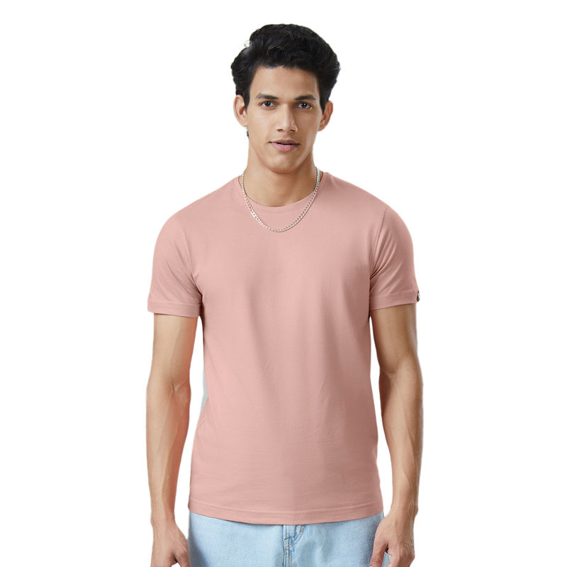 The Souled Store Solids Fresh Pink T-Shirts For Men (M)