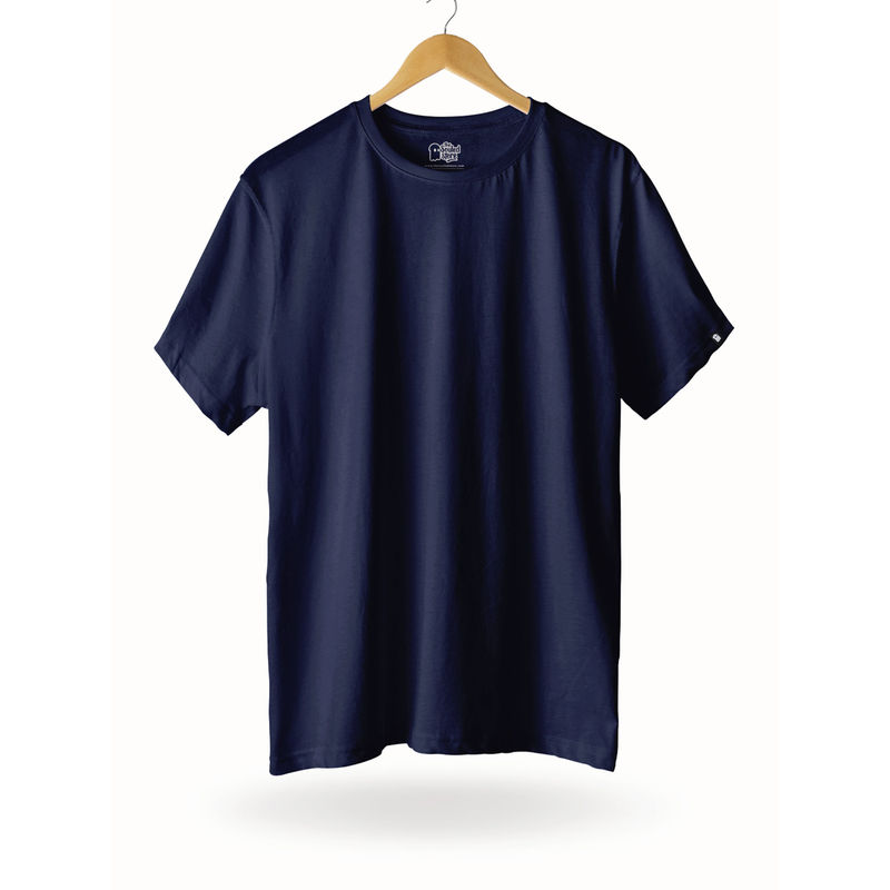 The Souled Store Solids Navy Blue T-Shirts for Men (S)