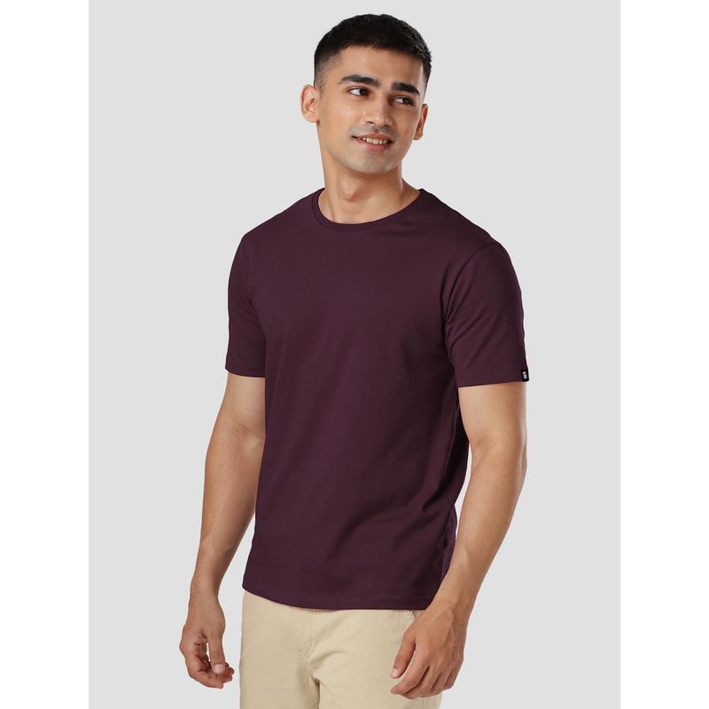The Souled Store Solid: Burgundy T-Shirt For Men (M)