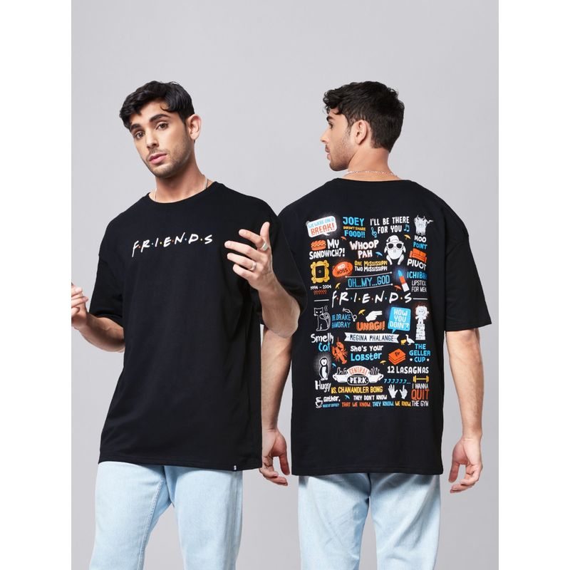 The Souled Store F.R.I.E.N.D.S - Mischief Black Oversized T-Shirt for Men (XL)