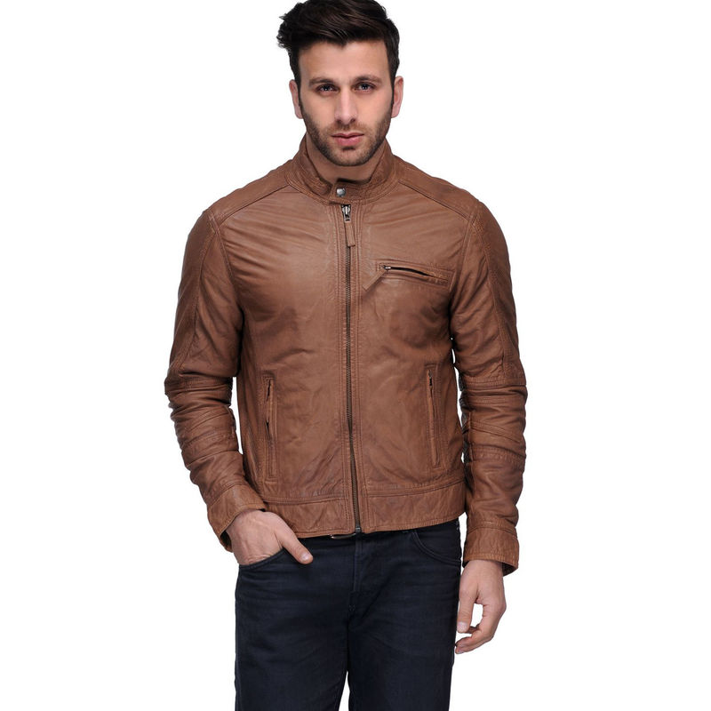 Teakwood Tan Solid Jacket (L)