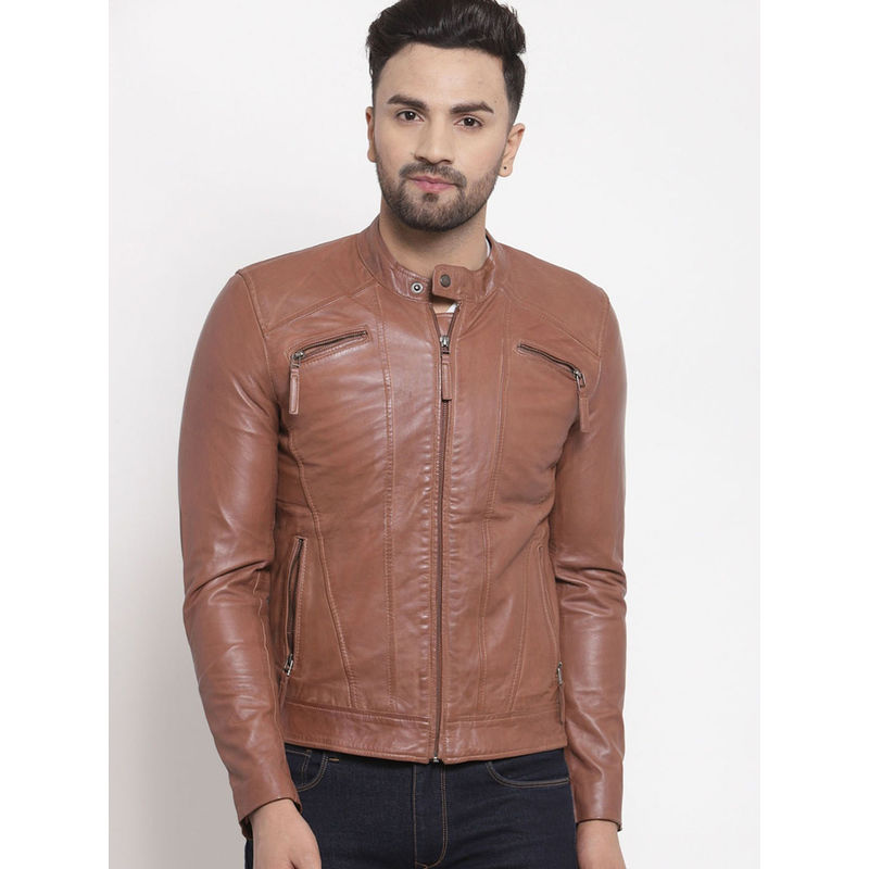 Teakwood Tan Solid Jacket (S)