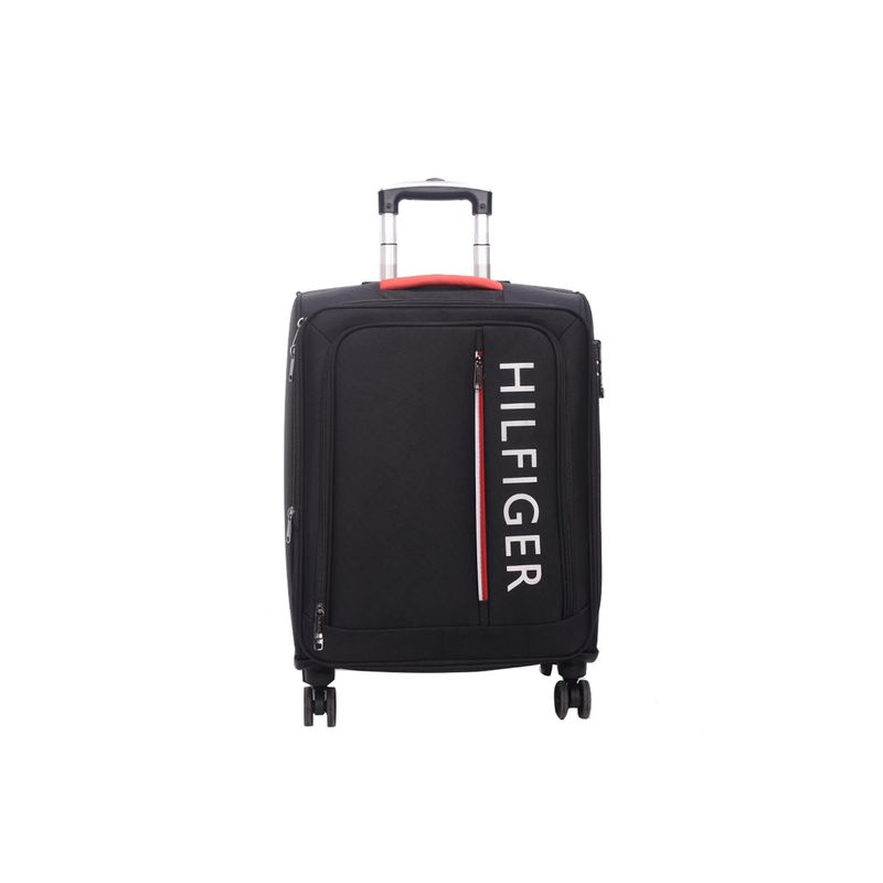 Tommy Hilfiger Dazzle Lite Ultra Plus Printed Soft Luggage Trolley Black Cabin