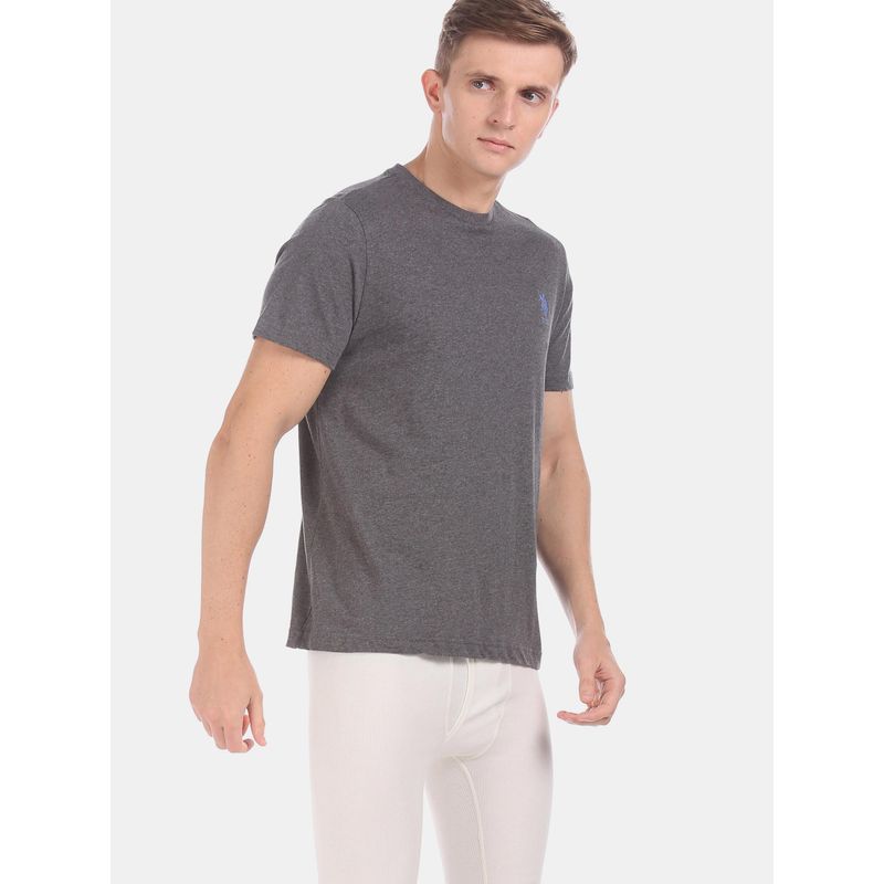 U.S. POLO ASSN. Self Design Anthra Melange T-Shirt (L) Grey (L)