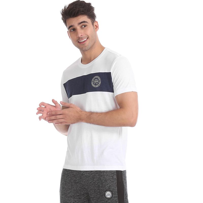 U.S. POLO ASSN. Color Block White T-Shirt (L) White (L)