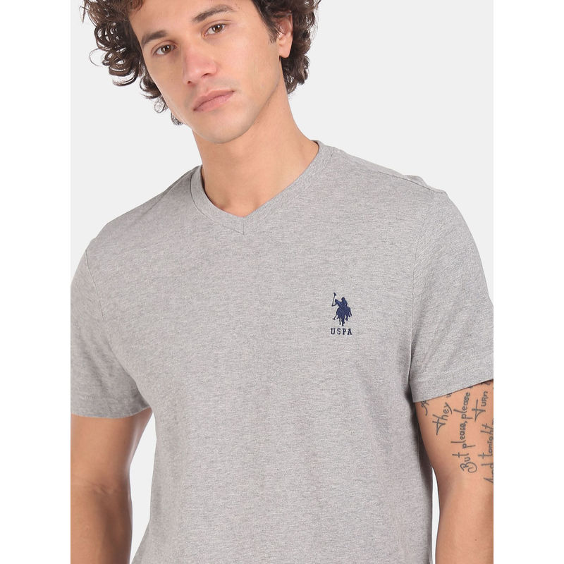 U.S. POLO ASSN. Self Design Heather Grey T-Shirt (L) Grey (L)