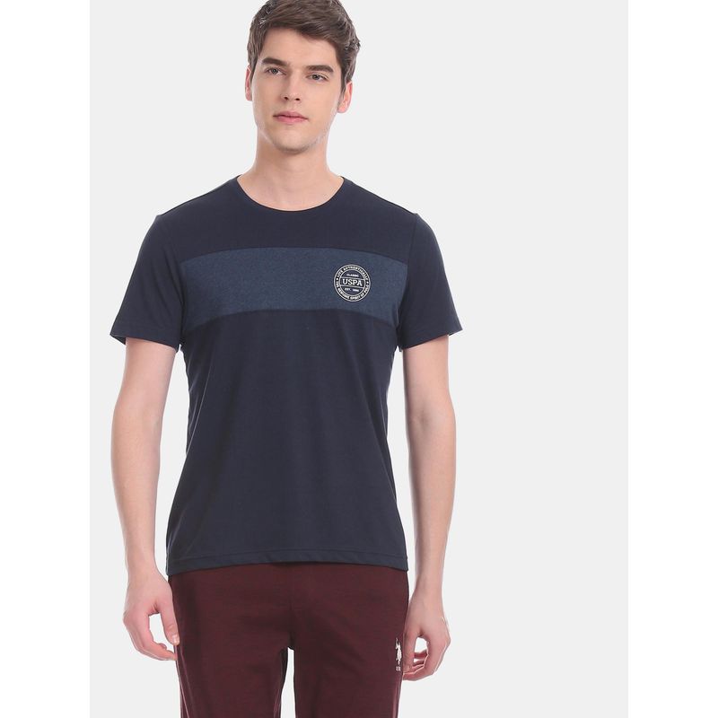 U.S. POLO ASSN. Color Block Navy Blue T-Shirt (S) Navy Blue (S)
